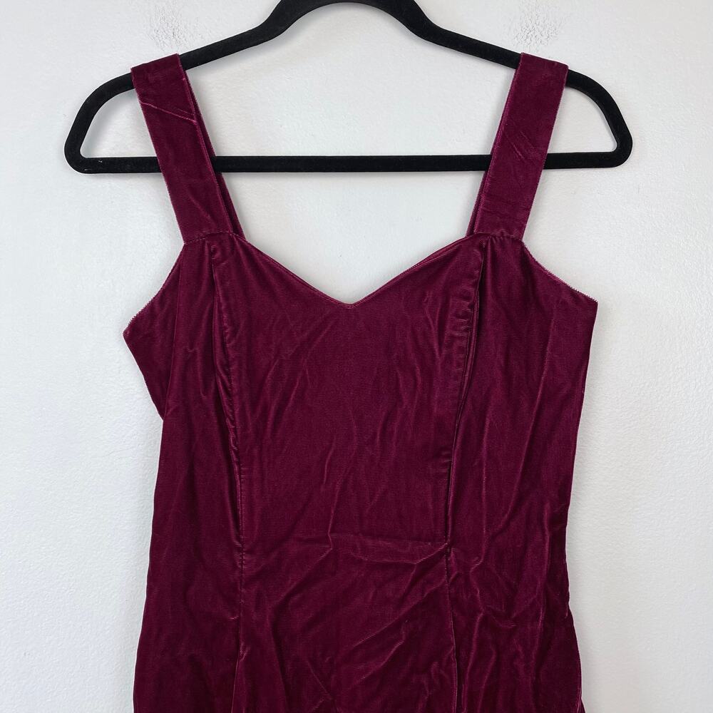 Vintage 90s Velvet Dress Steppin' Out Mini Burgundy Wine Whimsygoth Party Size 5 - Picture 2 of 7